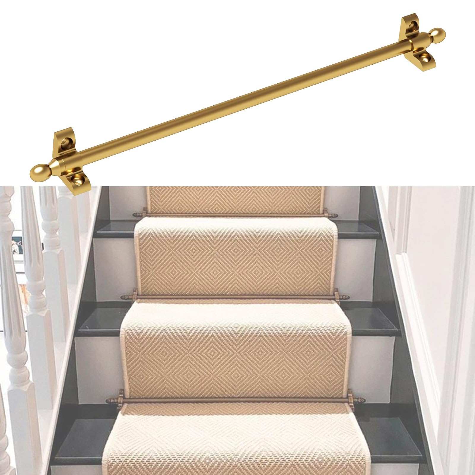 Tiges de tapis d'escalier en laiton avec embouts ovales pour décoration maison et escalier hôtel
