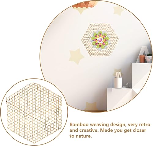 Miniatura 5 de BESPORTBLE 10 piezas de decoración de pared de mimbre 3D, panel hexagonal de mimbre, decoración de pared, arte geométrico, escultura de pared, arte