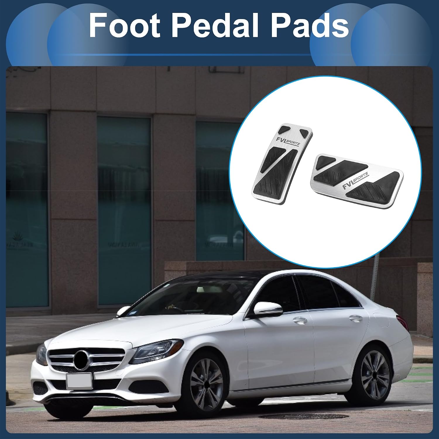 1 Set Automatic Foot Pedal Pads Foot Accelerator Pedal Covers for Ford for Ranger 2024 Aluminum Alloy Silver Tone