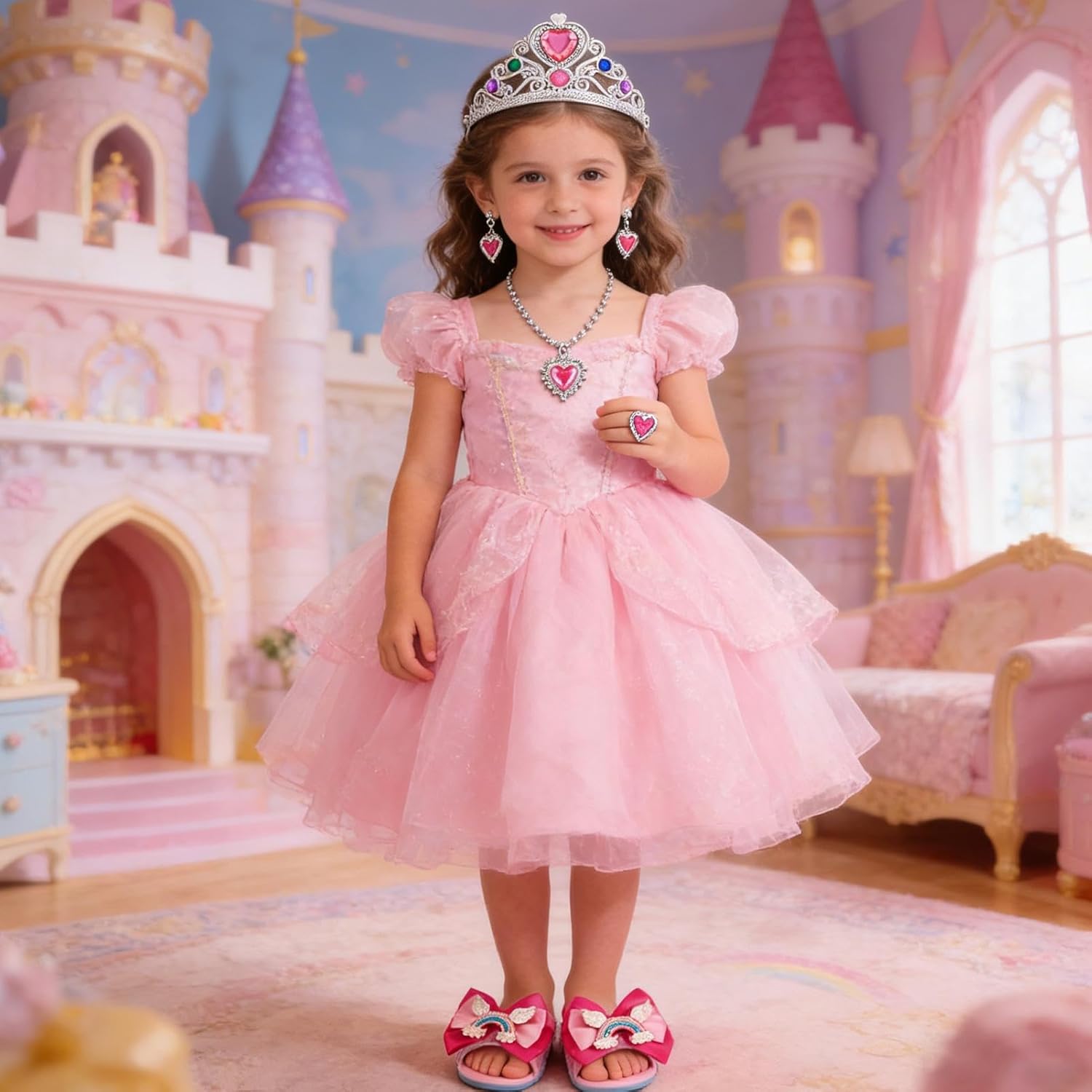Girls Dress Up Toys,5-Piece Cosplay Kit,Princess Dress Up Shoes Set | for Playtime Birthday Carnival Halloween Stage Performances Recital School Event
