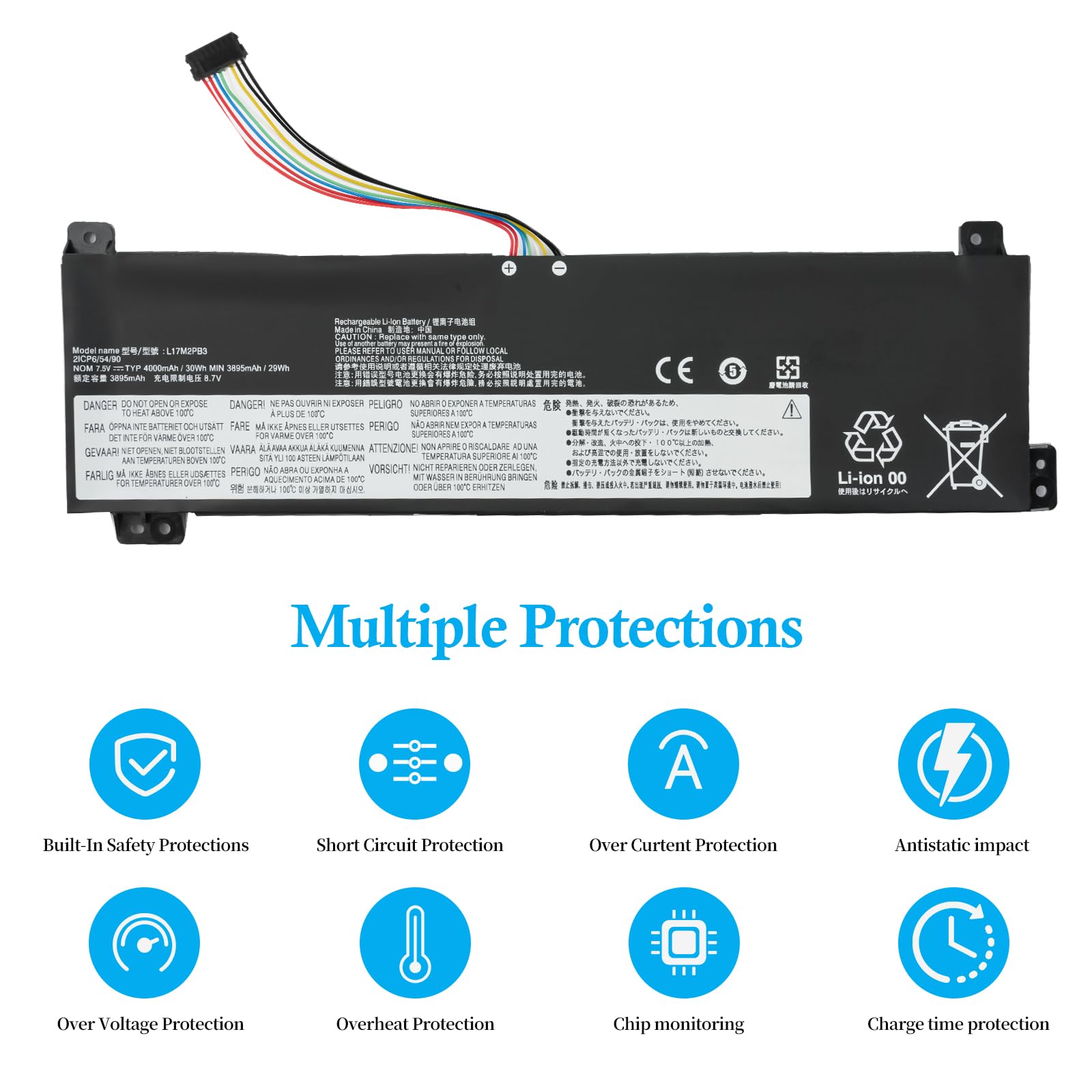 L17C2PB3 L17M2PB3 Batteria per laptop V130-15IGM-81HL V130-15IKB-81HN V330-15IKB-81AX V330-15ISK-81AW V530-14IKB V530-15IKB 81HL001EGE 81HL0023GE 81HL0051GE L17L2PB4 L17M2PB4 L17L2PB3