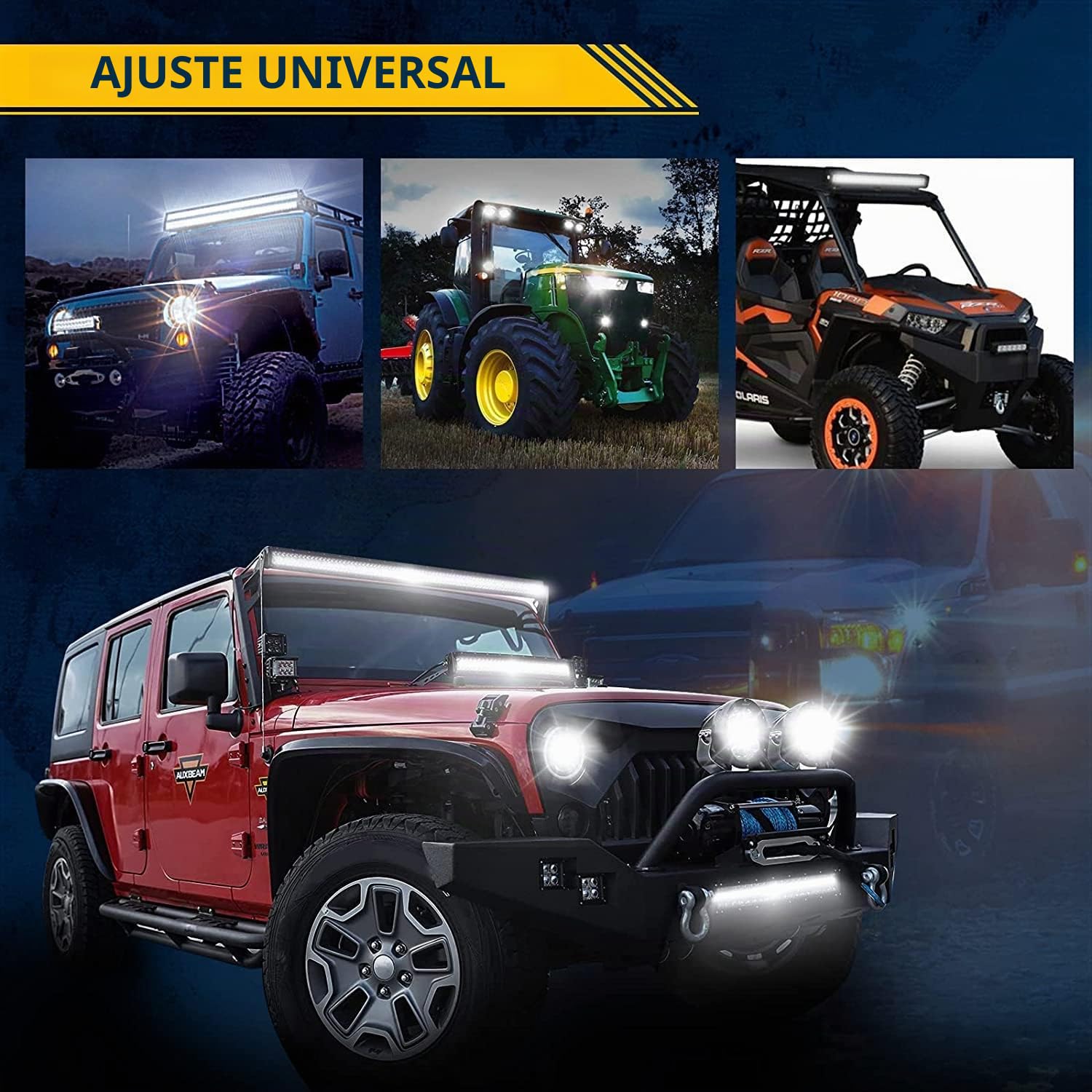 AUXTINGS 106 cm 540W 3 Filas Barra LED Offroad Barra de luz LED Curvo +10 cm LED Luces de trabajo Con 12V Cableado Haz Spot y Flood LED Luces de Trabajo para Tractor Coche Camión Barco 4x4 ATV,IP67