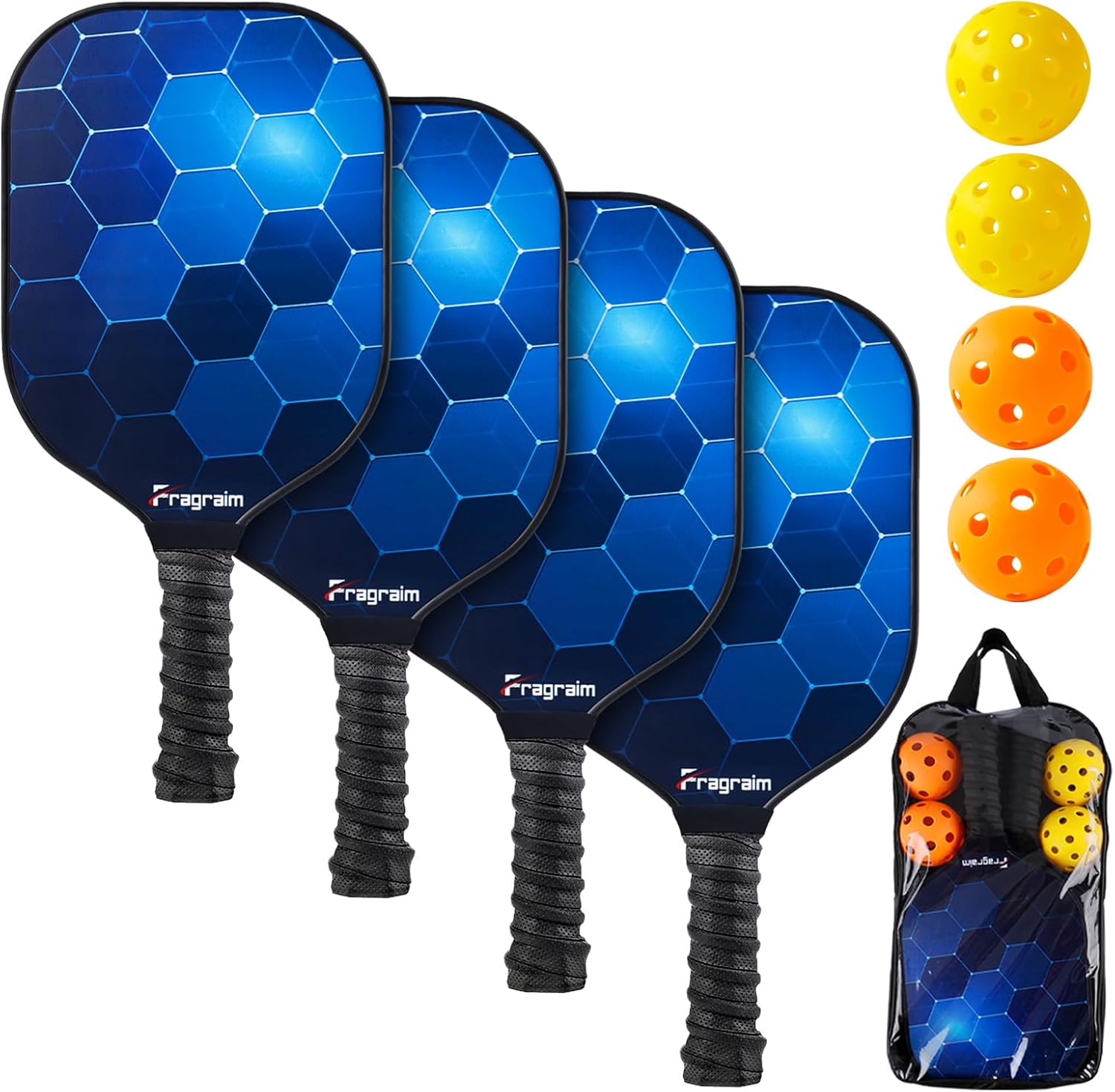 Pickleball Set of 4, Pickleball Paddles, Lightweight Wood