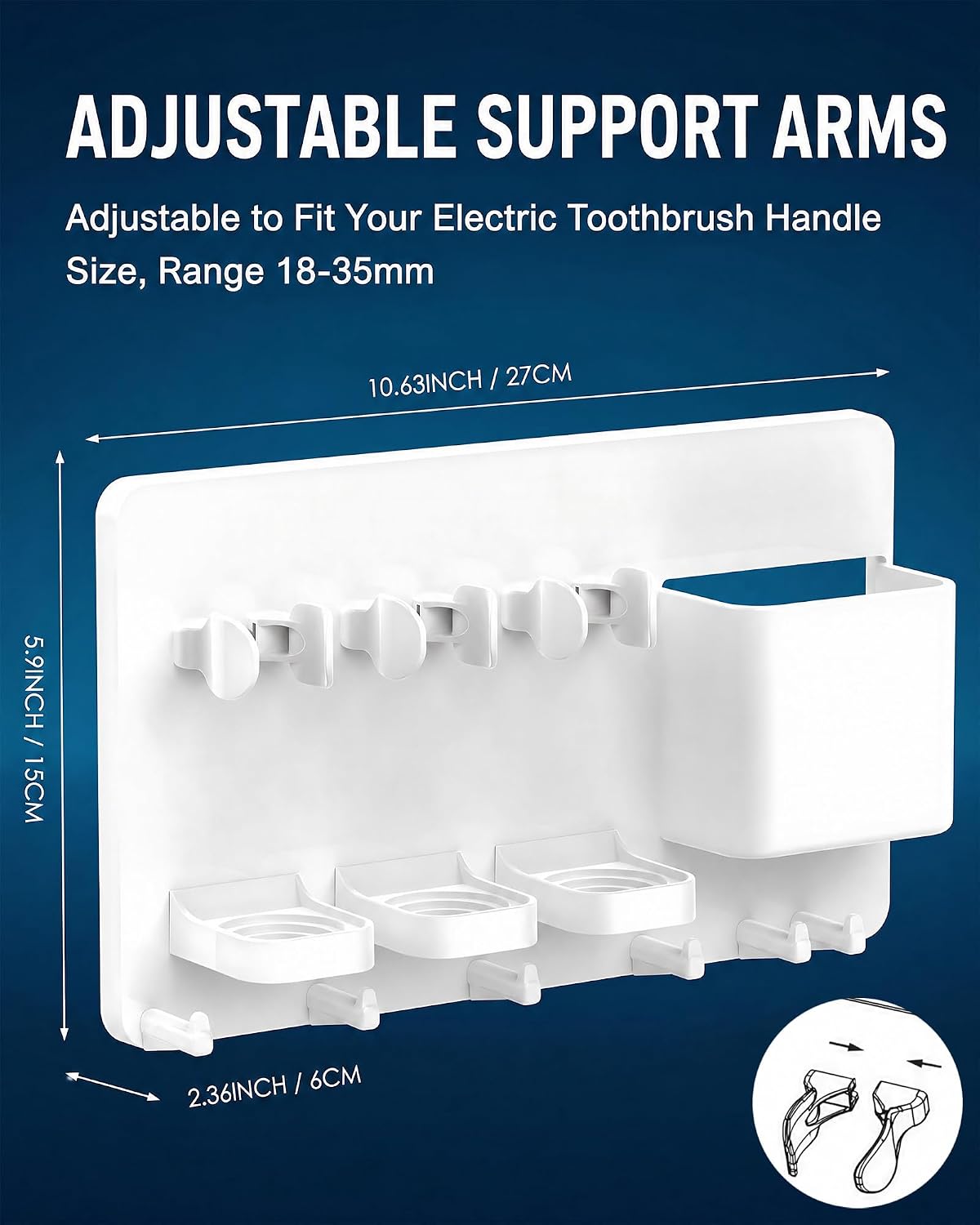 simpletome Adhesive Electric Toothbrush Holder Wall Mounted (White)