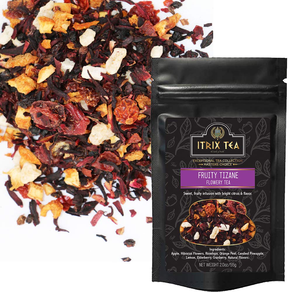Tea sampler - EARL GREY -Flower Tea- CITRUS TURMERIC- OOLONG TEA - MASALA CHAI - GREEN TEA - LEMON GRASS FRUIT - loose tea (FRUITY TIZANE – (FLOWERY TEA), 4 Oz)