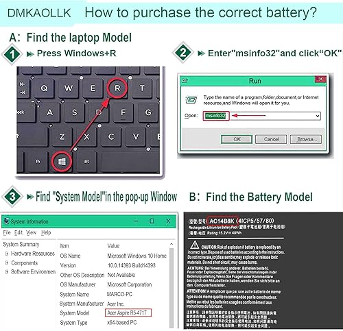 Miniatura 7 de DMKAOLLK AC14B8K - Batería para Acer Predator Helios 300 N17C1 PH315-51 PH315-52 G3-571 N18Q13 Nitro 5 AN515 AN515-53 AN515-54 Aspire R5-471T