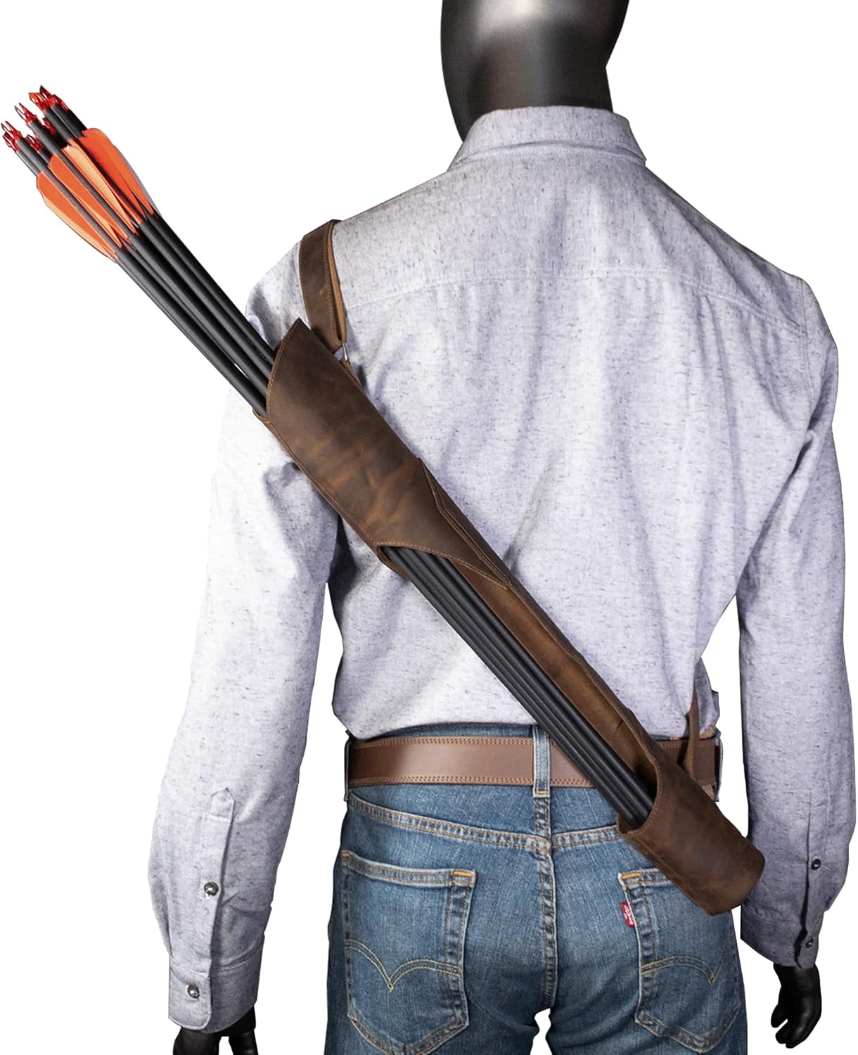 Opened Quiver Handmade from Full Grain Leather - Bourbon Brown