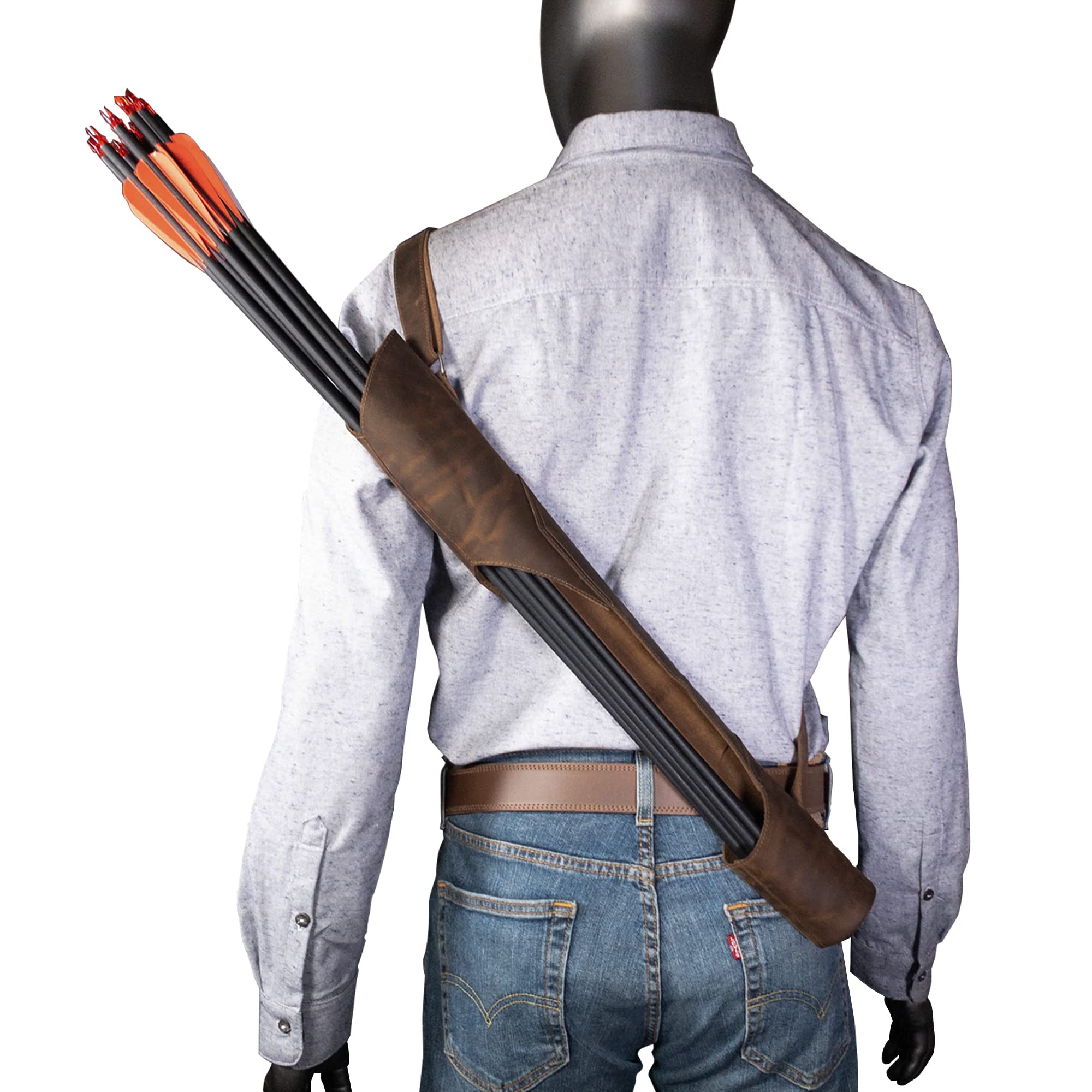 Valhalla Gear, Opened Quiver Handmade from Full Grain Leather - Bourbon Brown