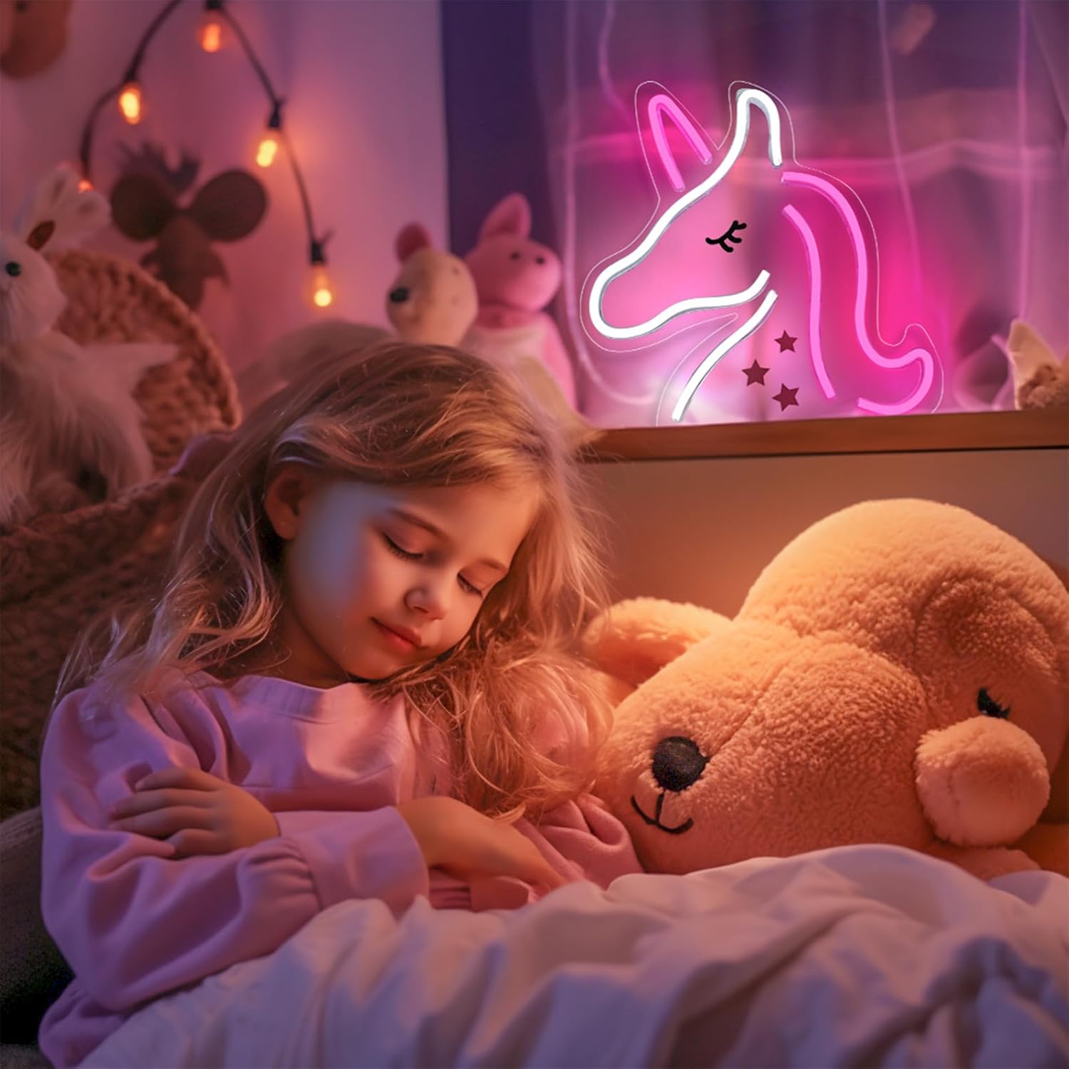 XIYUNTE Unicorn Neon Signs for Wall Decor, Colorful Unicorn Led Signs for Girls Room, USB Powered Unicorn Neon Lights for Bedroom Kids Room Party Birthday Decoration, Perfect Gifts for Christmas - Image 2