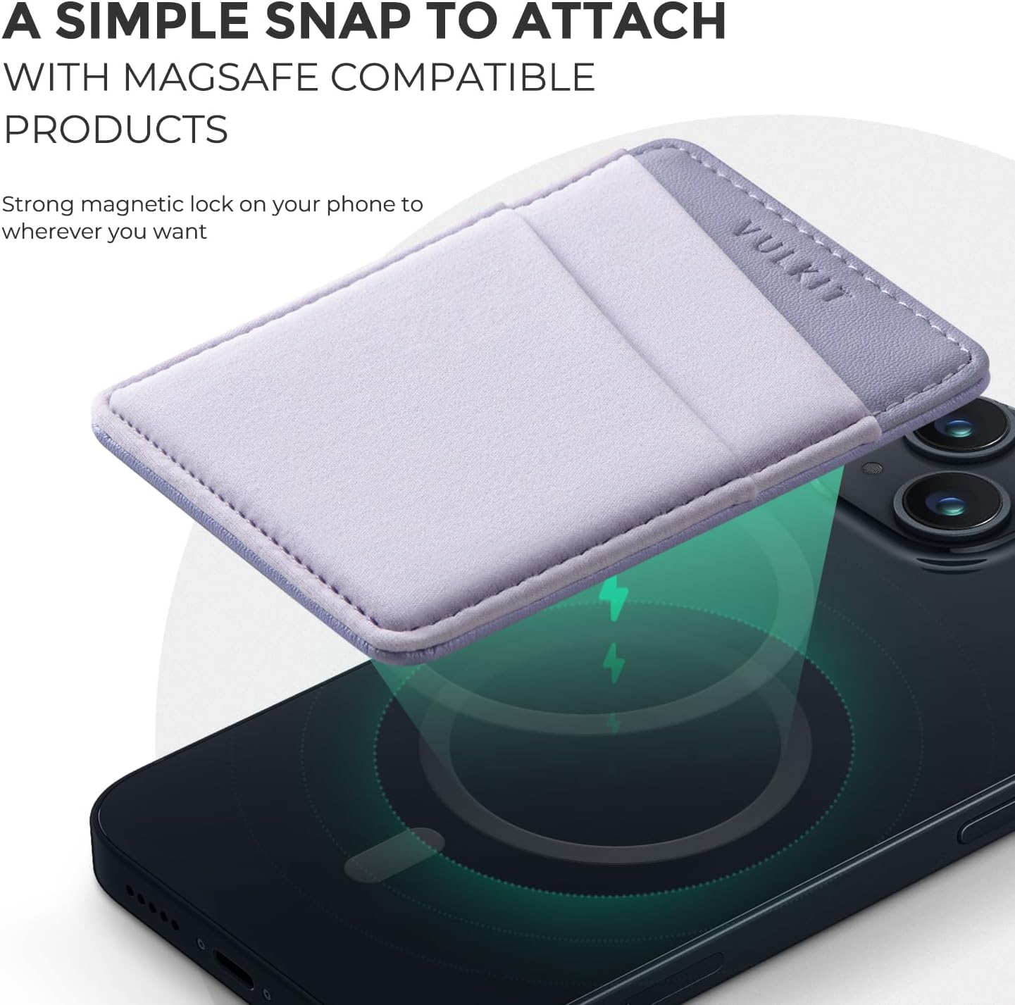 VULKIT Magnetic Phone Wallet for MagSafe- RFID Blocking - Card Holder Wallet for iPhone 16/15/14/13/12 Series & Phone Case with MagSafe - Image 3