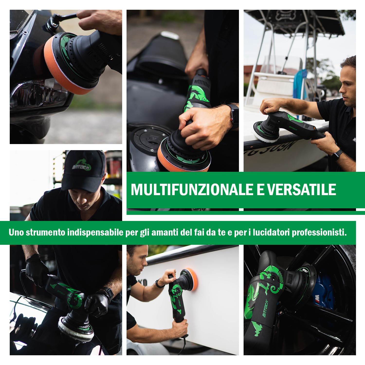 BATOCA 700W Lucidatrice Auto,Eccentrica Lucidatrice,21mm Orbitale Casuale,6 Velocità Variabili,150mm Tampone per lucidatura,Lucidatrice Elettrica,Velocità 1000-3800RPM,Accessori Ricchi