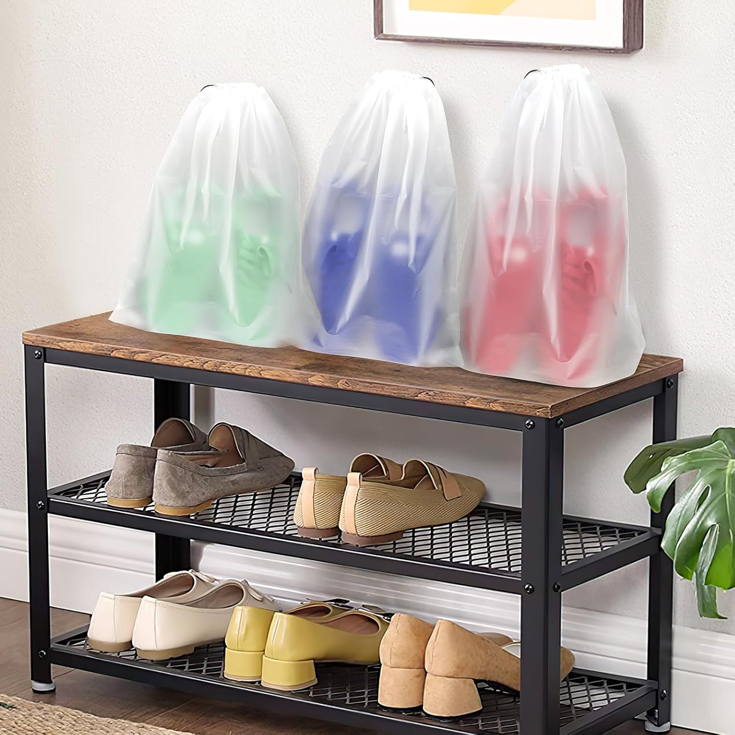 100 Pack Shoe Bags for Travel, 15.7" x 11.8" Large Clear Travel Shoe Bag Vacation Essentials Cruise Essentials Portable Drawstring Packing for Men & Women - Image 5