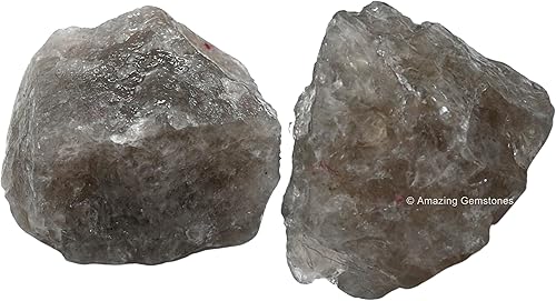 Cristales crudos de cuarzo ahumado y piedras curativas, rocas naturales para tumbar y hacer tú mismo piedras crudas y cristales (2 piezas)