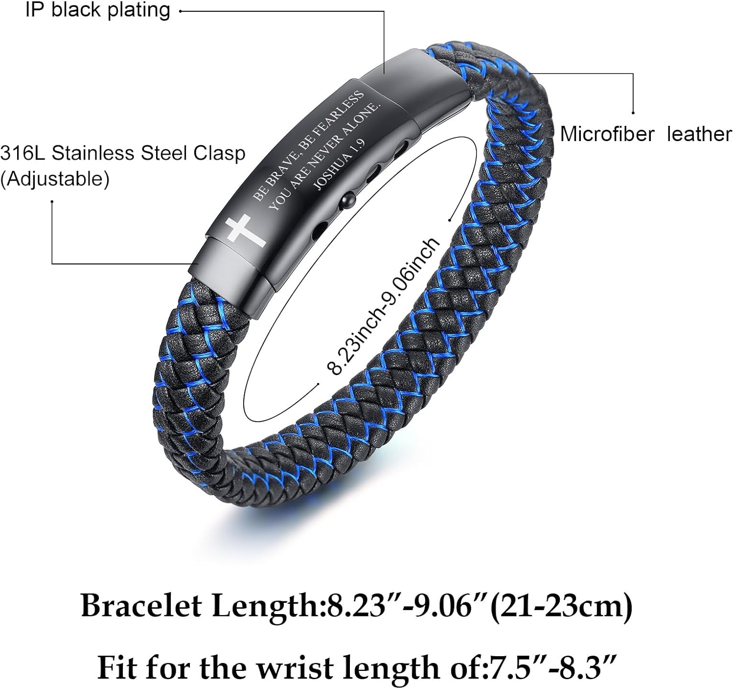 VNOX Men's Inspirational Mantra Engarved Handmade Braided Leather Adjustable Cuff Bangle Bracelet Encouragement Motivational Gift for Men - Image 6