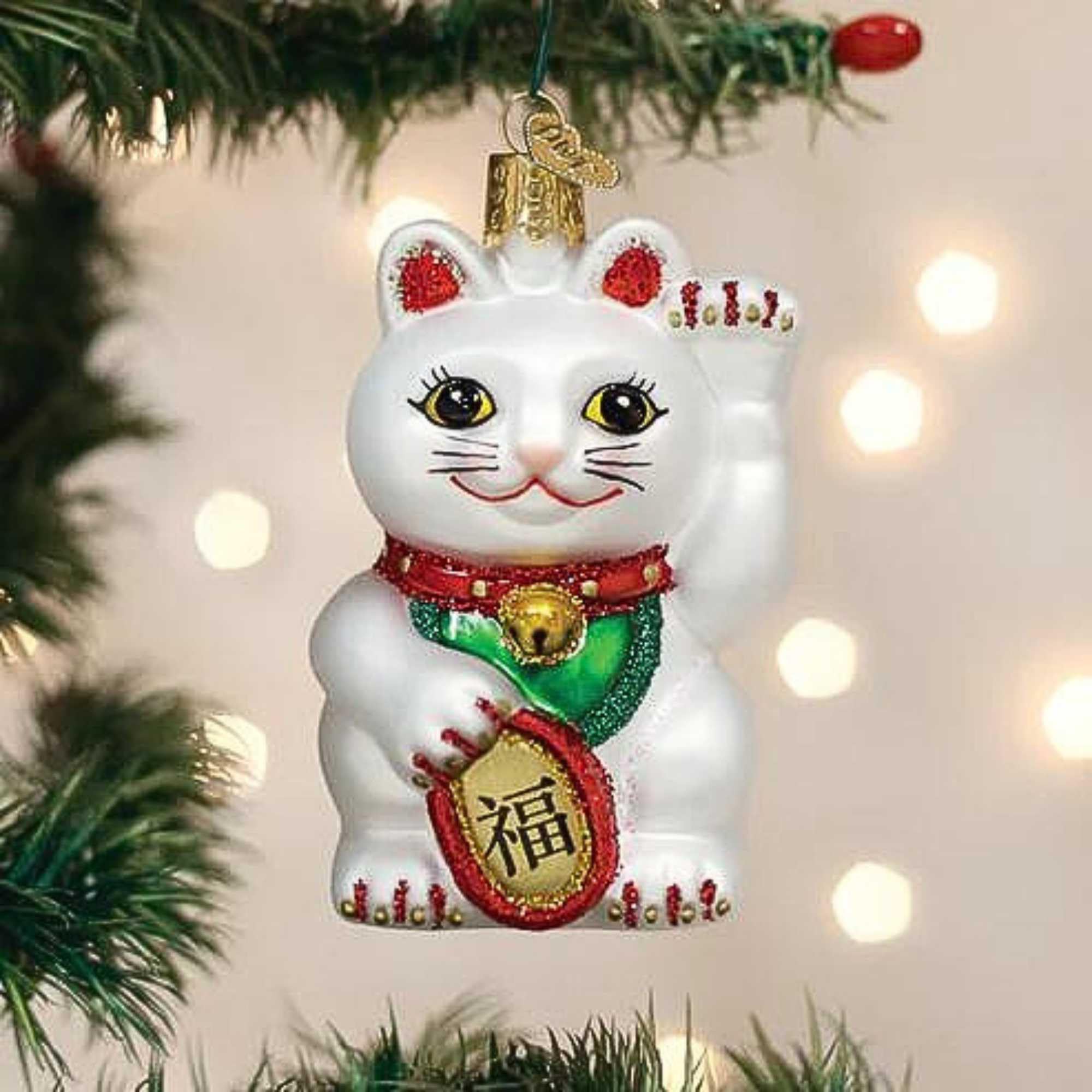 Old World Christmas - Decoración de Cristal para Colgar en Forma de Gato