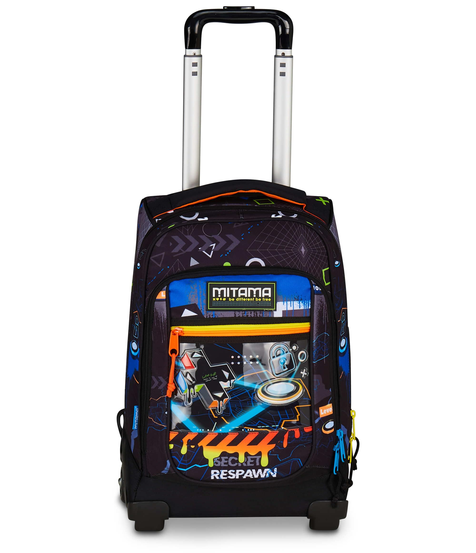 Mitama Trolley Scuola DR Junior CYBERPLAY, Nero, Con Mega Scomparto e Doppia Maniglia, Scuola Elementare e Media, Trolley Tempo Libero, Bambino e Ragazzo