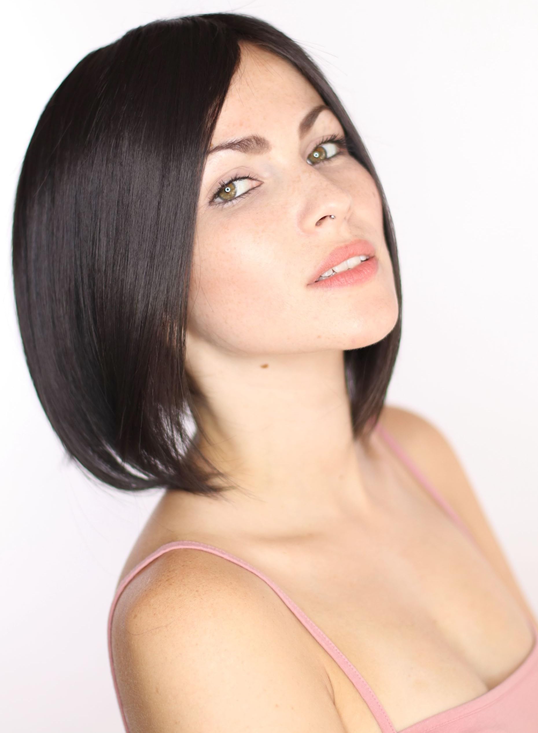 Prettyland Donna Ladies Parrucca corta dritta a gradini Bob Cut Wig Nero C2459