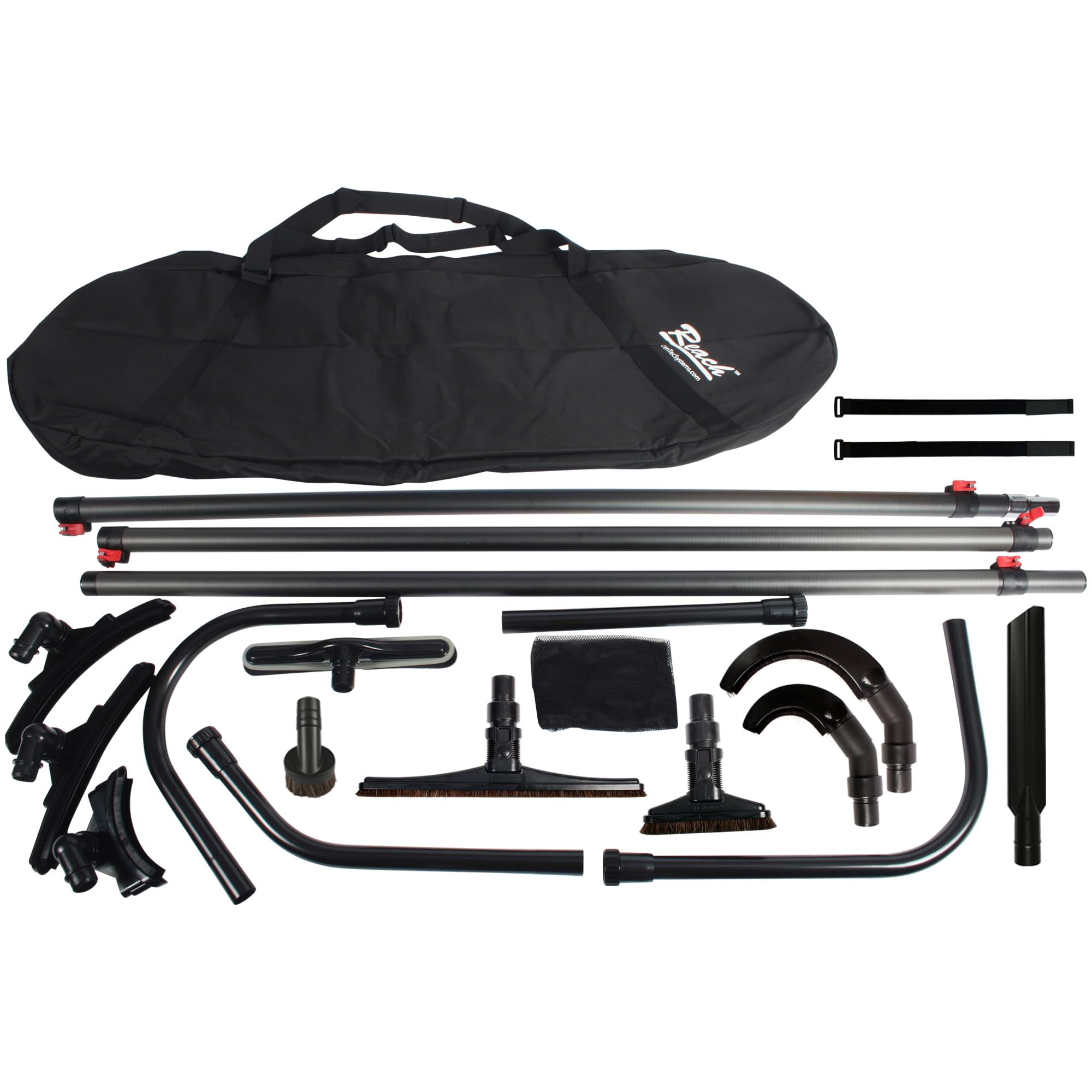 Photo 1 of **3 long hoses only**Cen-Tec Systems 35 Ft. High Reach Vacuum Attachment Kit with 3 Carbon Fiber Poles and Storage Straps Black