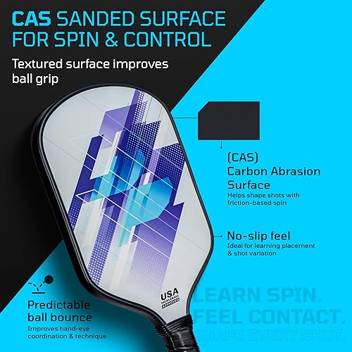 Miniatura 5 de PicklePro Junior - Paleta de pickleball juvenil con cubierta, pala ligera de fibra de vidrio para principiantes y jugadores jóvenes, agarre