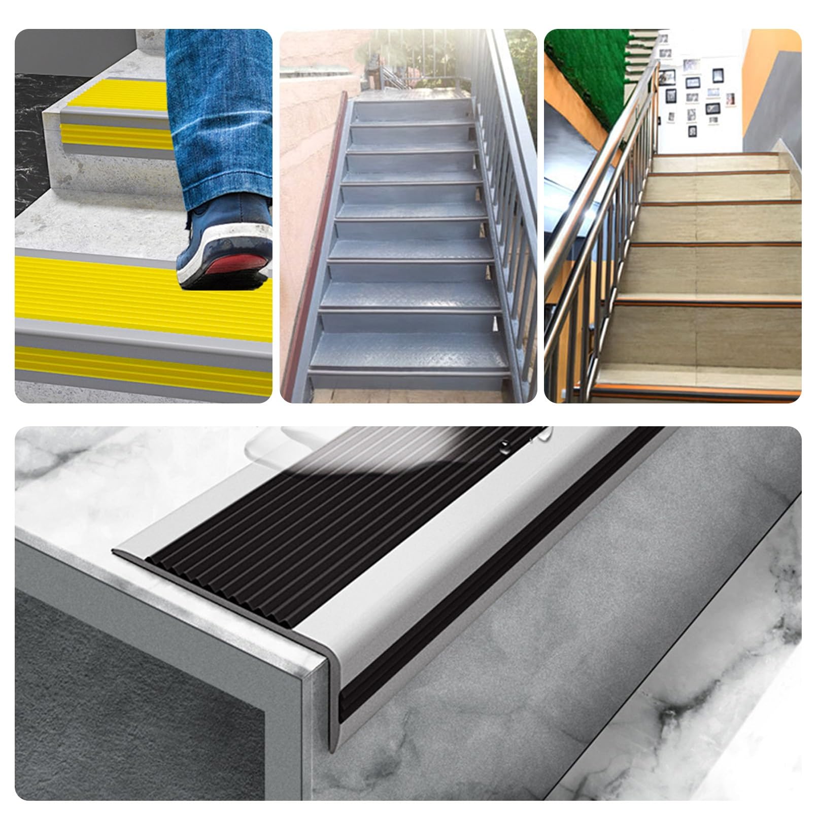 Perfil de Ángulo L Para Escaleras, Perfil de PVC Autoadhesivo de Borde Para Escaleras En Forma de L, Resistente Al Desgaste, Para Peldaños de Interior Y Exterior, Tiras Antideslizantes Para Peldaños(G