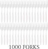 Vista 5 de Plasticpro Cubiertos Tenedores de plástico cubiertos desechables de peso medio (blanco, 1000 tenedores)