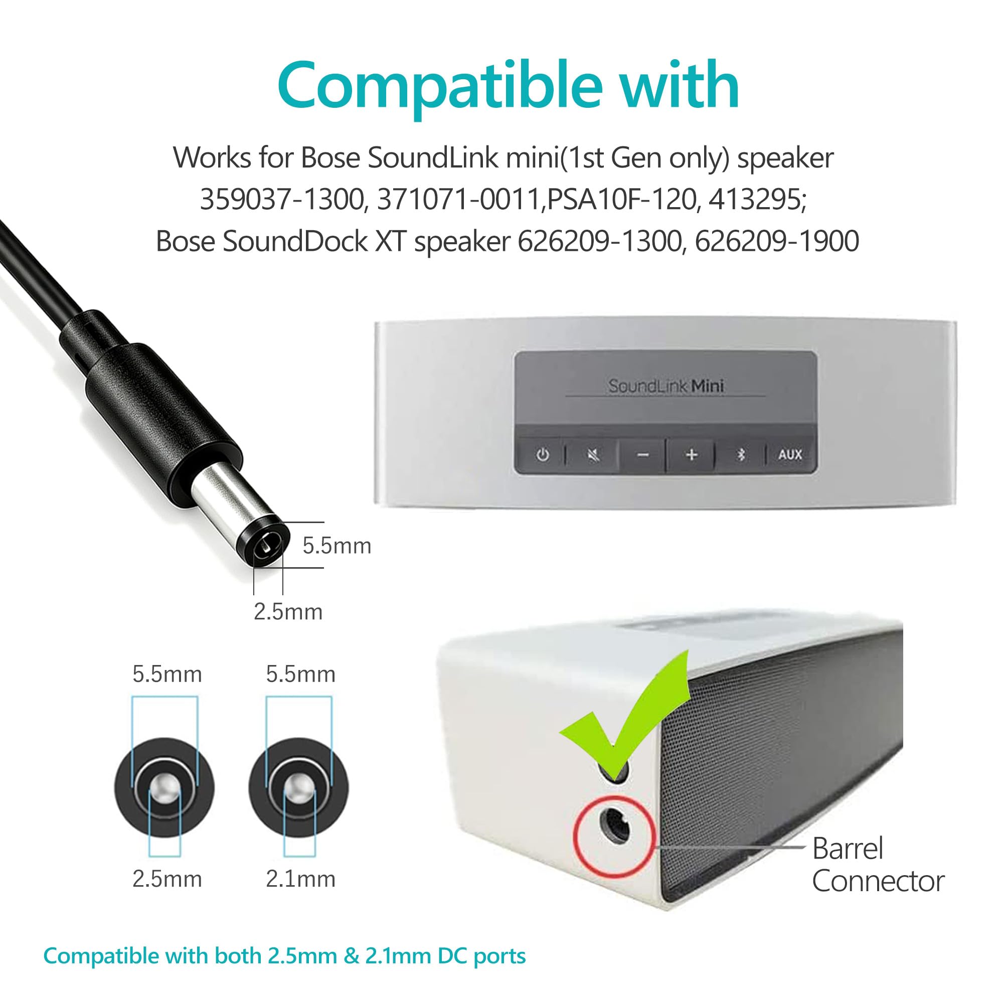 アンプ SOUNDLINK MINI 12V Charger for Bose SoundLink Mini (1st Gen ONLY) Speaker 359037