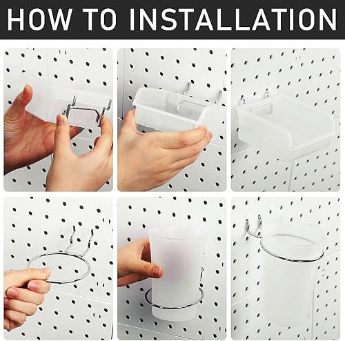 Vista 18 de Sieral Kit de 30 piezas de accesorios organizadores de tablero de clavijas, incluye tablero de clavijas, estanterías, cesta de almacenamiento, Negro