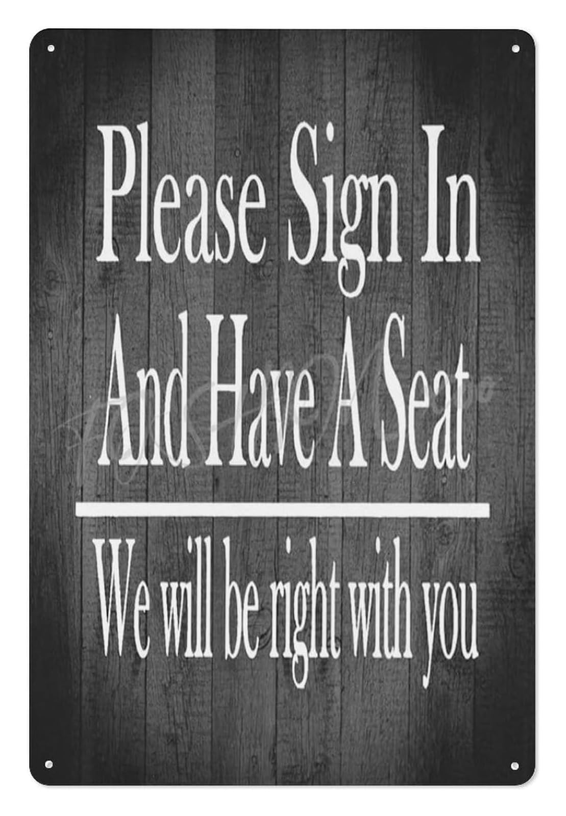 MQXFCZUX Office Welcome Sign Sign In and Have a Seat Rustic Metal Tin Sign for Business Reception Waiting Room Clinic Wall Decor 8 X 12 inch