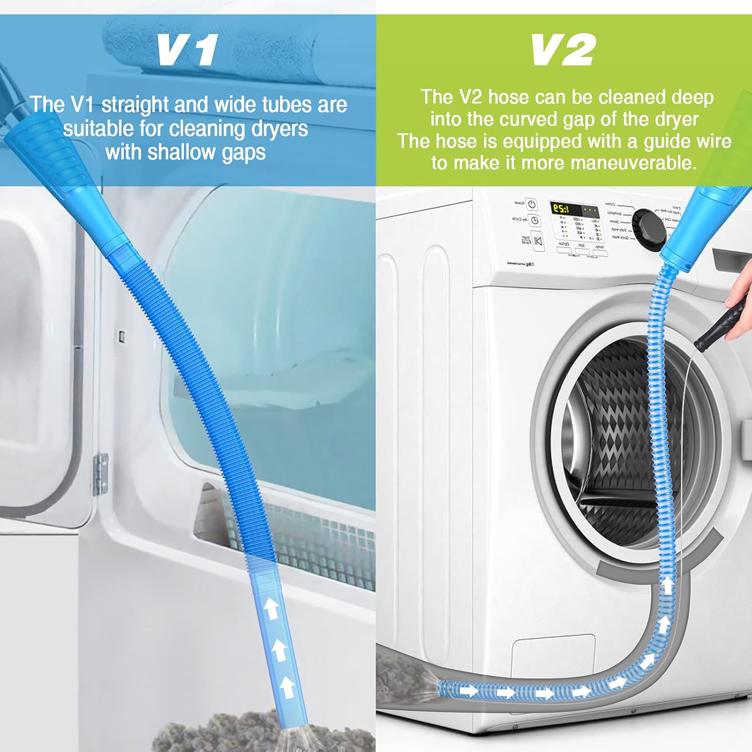 Dryer Vent Cleaner Kit Lint Trap Remover 2PCS Vacuum Hose Attachments Cleaning Tool Set for Dryer Vent