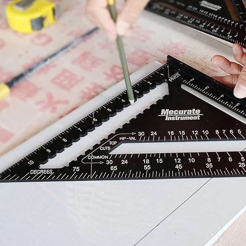 Miniatura 19 de Mecurate Rafter Square, triangular, carpintero cuadrado de aleación de aluminio fundido a presión para carpintería y carpintería