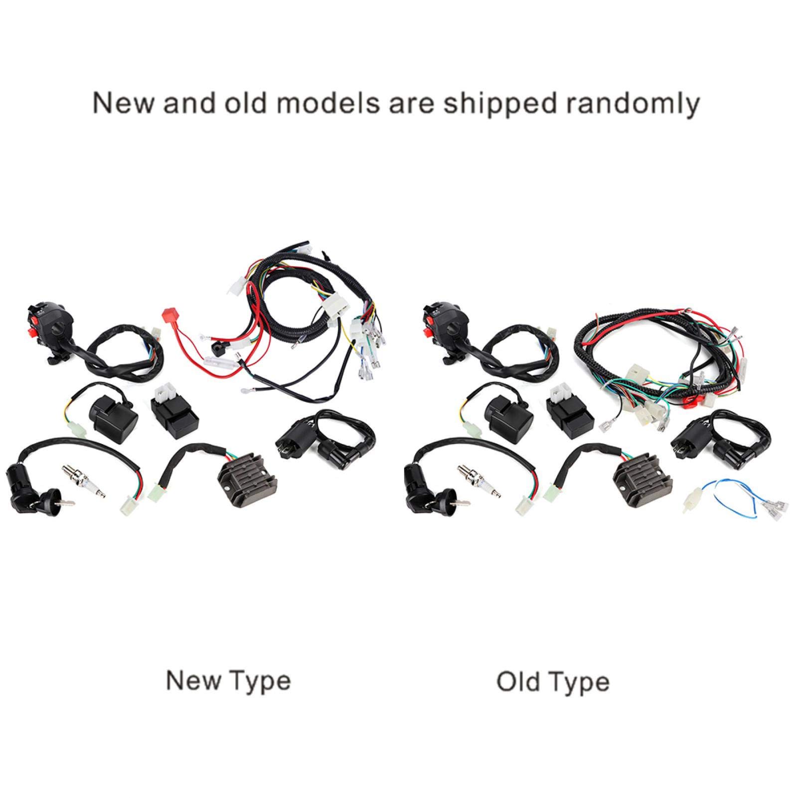 Kit Completo di Cablaggio Quadruplo Kit di Cablaggio Elettrico ATV con Relè Solenoide Interruttore di Accensione CDI per Quad ATV 200-300cc