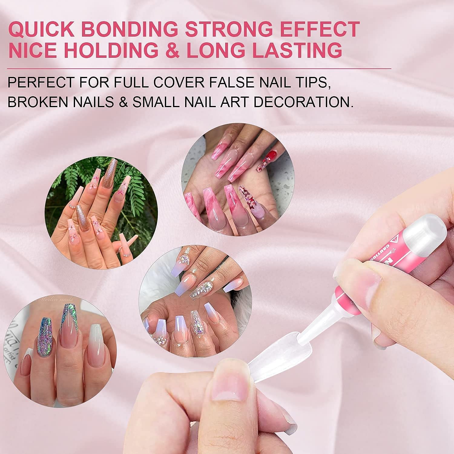 Coslifestore Red Stick On Nails for Women, Round, 24 Pcs 4