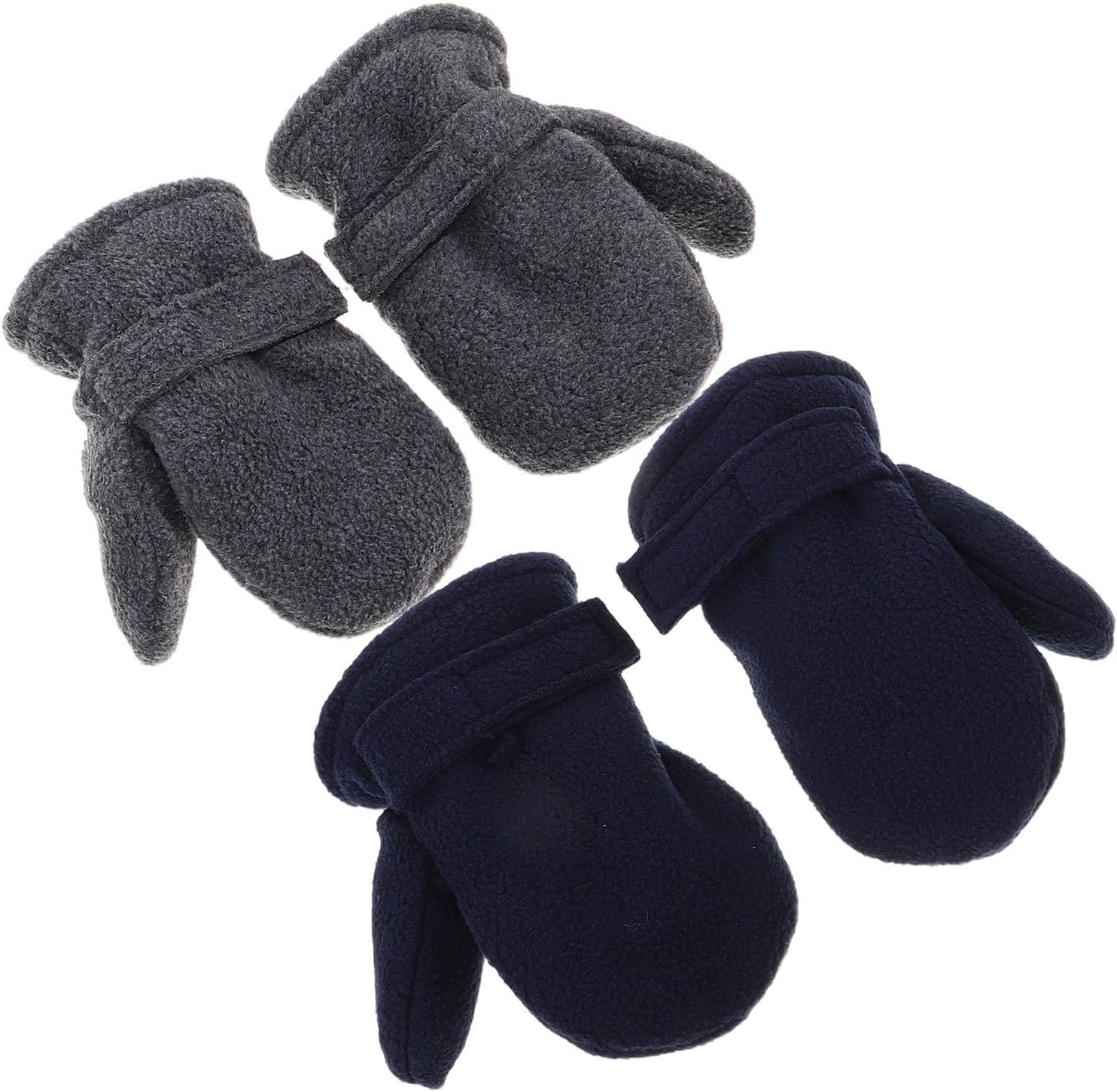 Levemolo 2 Pairs Mittens and Babies, Polar Fleece Warm Gloves with Soft Comfort and Skin Friendly Material, Adjustable Winter Gloves for Outdoor Adventures and Sledding