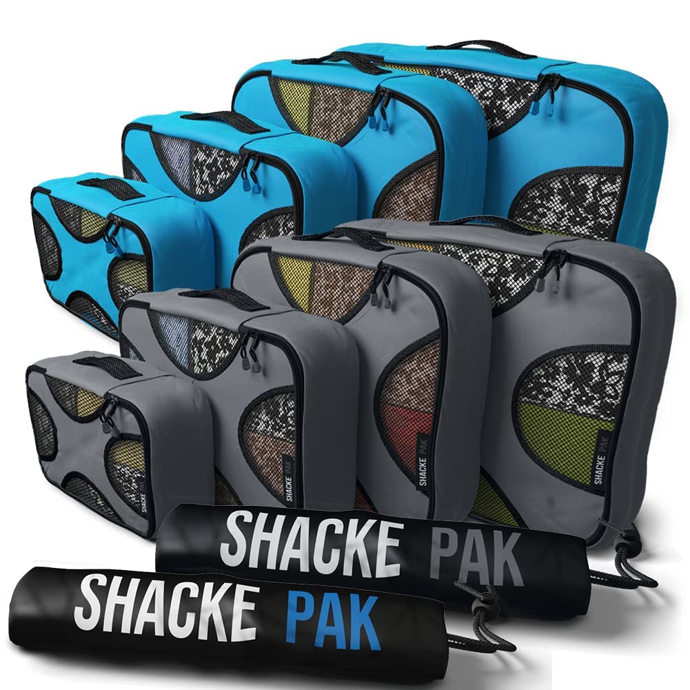 Shacke Pak - 5 Set Packing Cubes with Laundry Bag (Aqua Teal) & Shacke Pak - 5 Set Packing Cubes with Laundry Bag (Dark Gray)