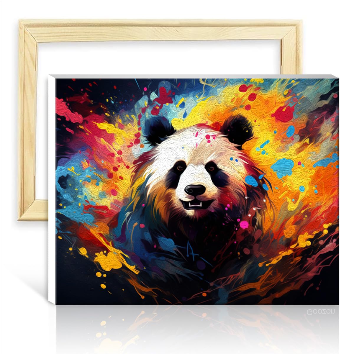TANGFEIY Paintwork Kit for Wall Decor Panda Kids and Adults Paint by Number Kits- with 3 Brushes & Acrylic Paints Home Living Room Decorative NO Frame(50x65cm) — image 1