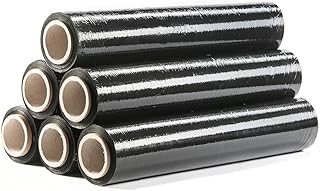 6 rollos de plástico de embalaje, 150 m x 500 mm x 23 µm, color negro