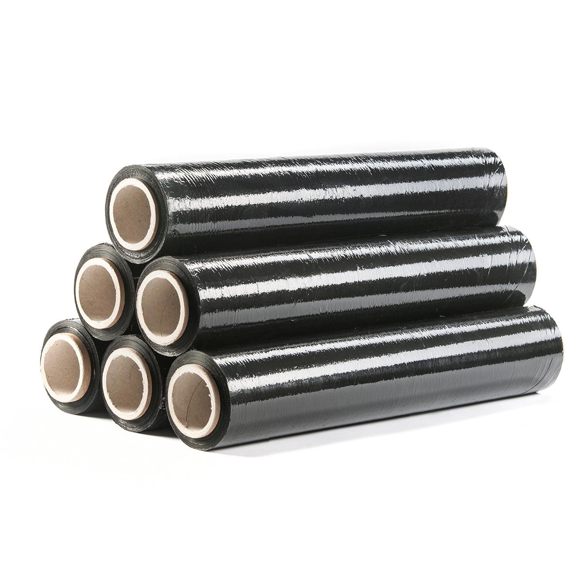 HaGa® Stretchfolie Verpackung Umzugsfolie 150mx500mmx23µm schwarz 6 Rollen