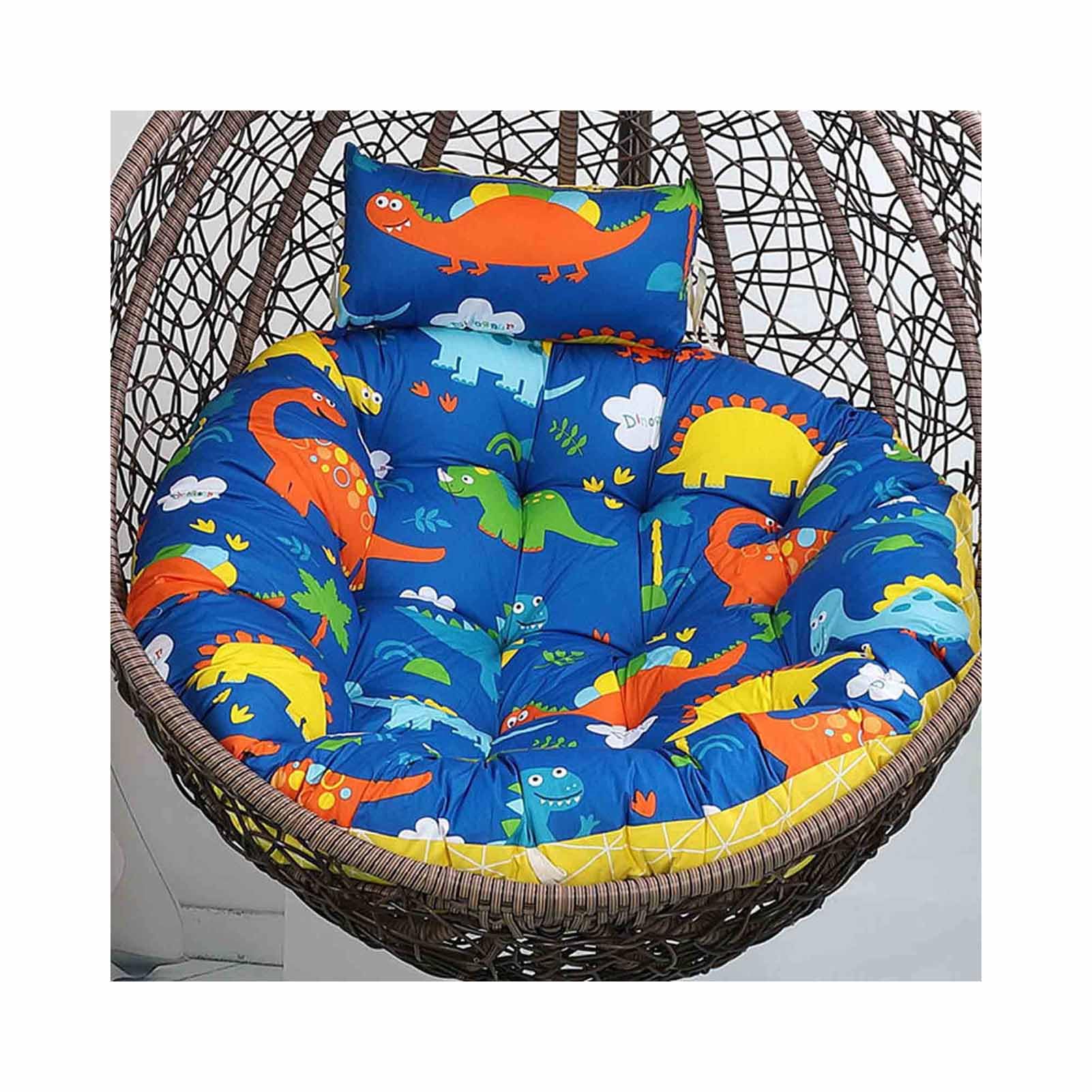 Egg Chair Cushion Replacement Hanging Basket Swing Chair Cushions With Headrest, Outdoor Indoor Thick Large Seat Cushion With Pillow Nest Back (Chair Not Included) (39" diameter,C)