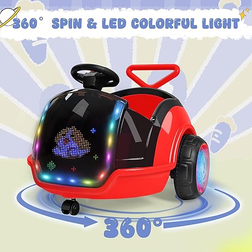 Miniatura 5 de ANPABO Auto eléctrico 3 en 1, juguete de paseo para niños de 12 V con control remoto, giro de 360, pantalla LED, luz LED colorida, cinturón de