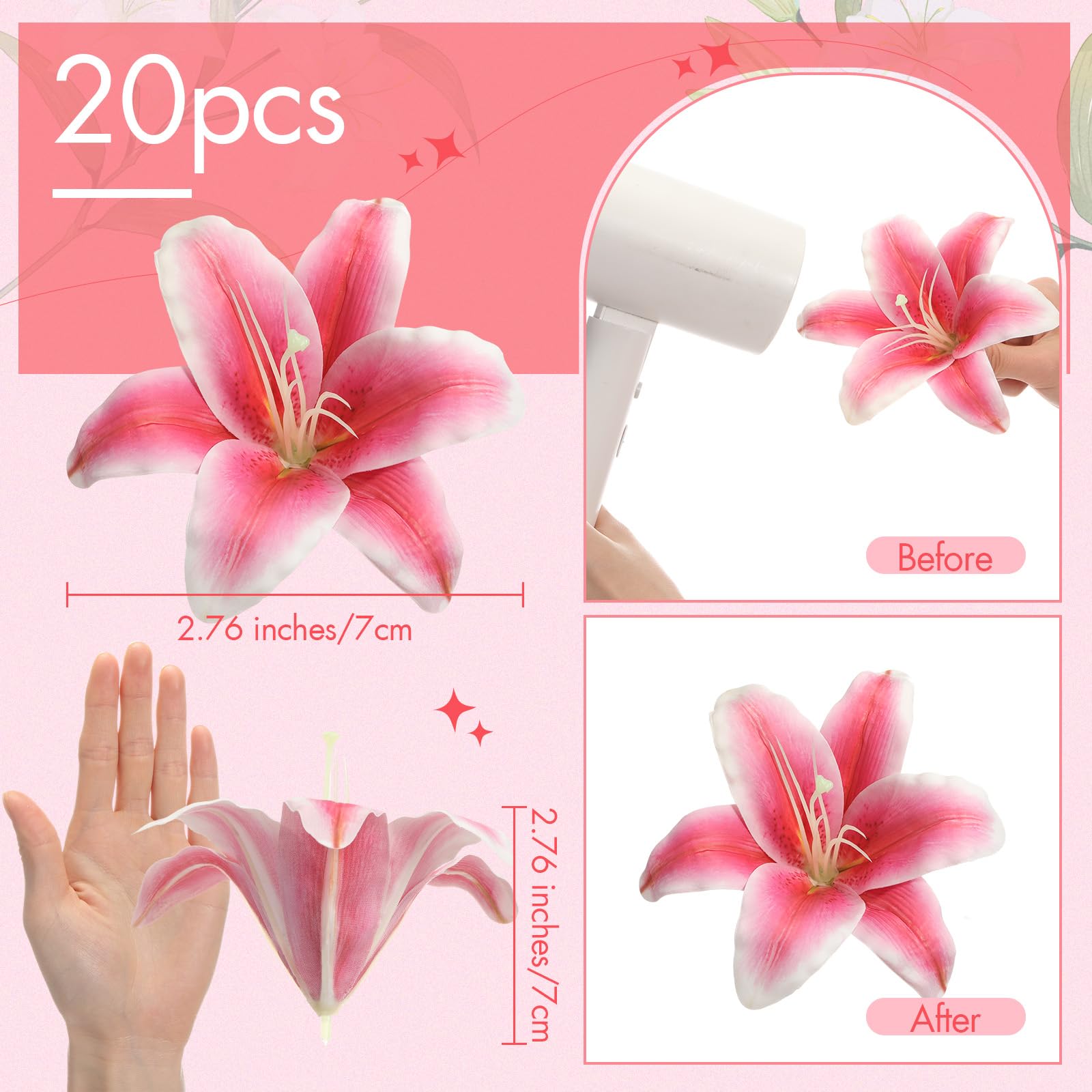 lily　25cm & 20cm おまとめ　5月10日以降発送 Amazon.com: Suncalla Large Artificial Lily Heads with Stamen, Dark