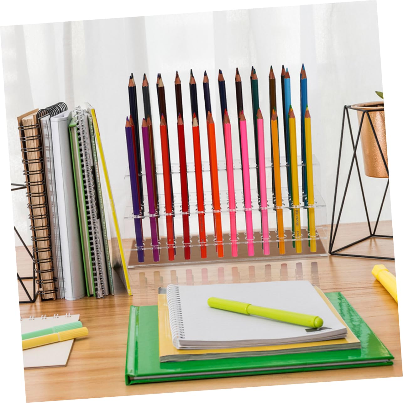 HOMSFOU 2pezzi Portapenne in Plastica Espositore Per Penne Scomparti Organizer Scrivania Per Matite Colori e Adatto Per Casa e Ufficio