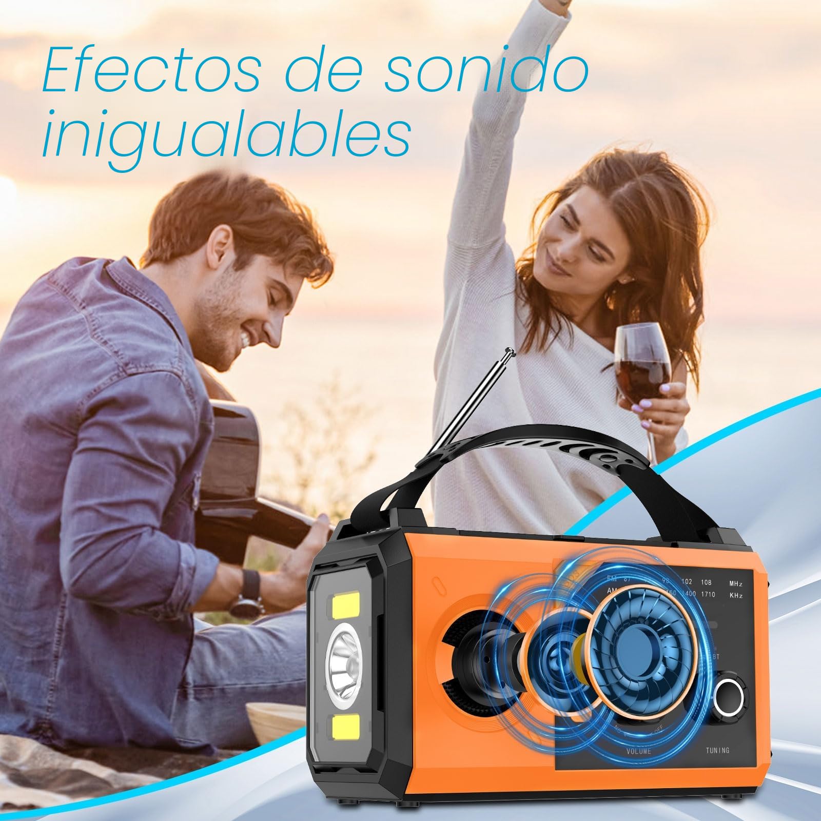 Wholede 27000mAh Radio de Manivela, Am/FM Bluetooth Radio Portátil de Emergencia con Cargador de Teléfono Móvil