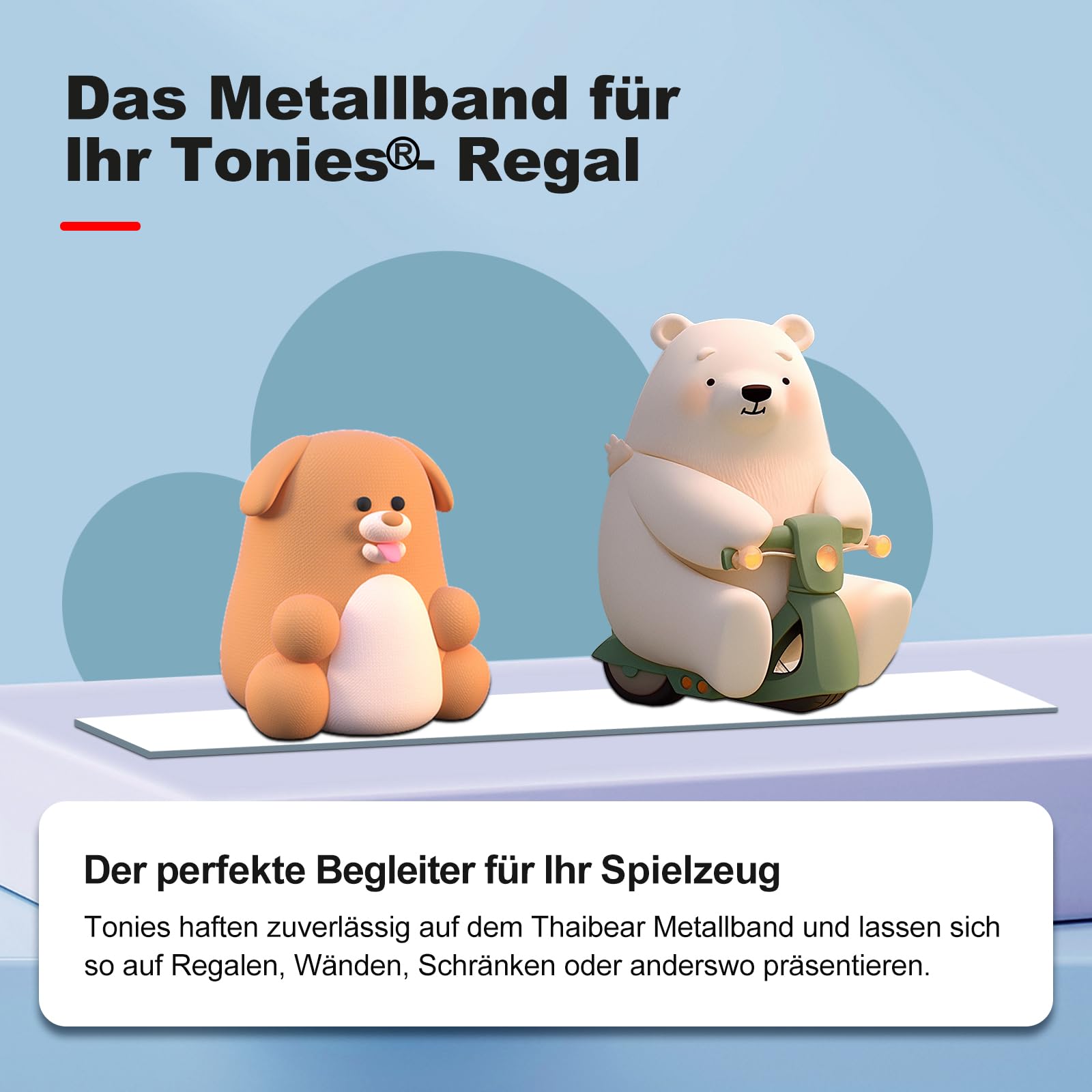 Thaibear® Nastro metallico autoadesivo, ideale per magneti (7,92 m, nero) | T-onies®, striscia metallica autoadesiva, con adesivo in schiuma e nastro di ferro, per figure e scaffali, nastro magnetico