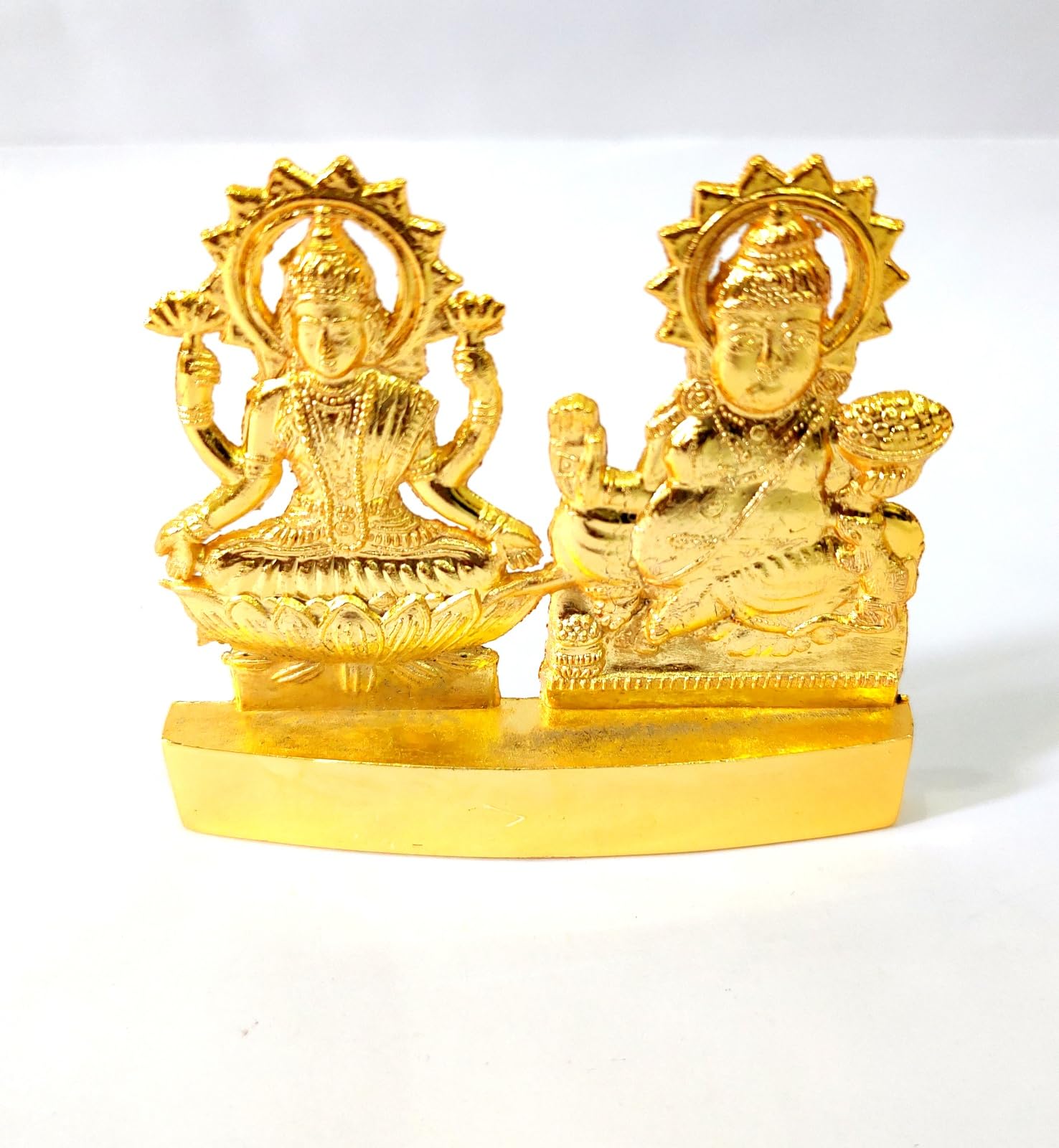 Golden Finish Lakshmi Kuber Set, Hindu God Idol, Brass Laxmi Ganesh Statue, Diwali Puja God, Laxmi Kuber Murti