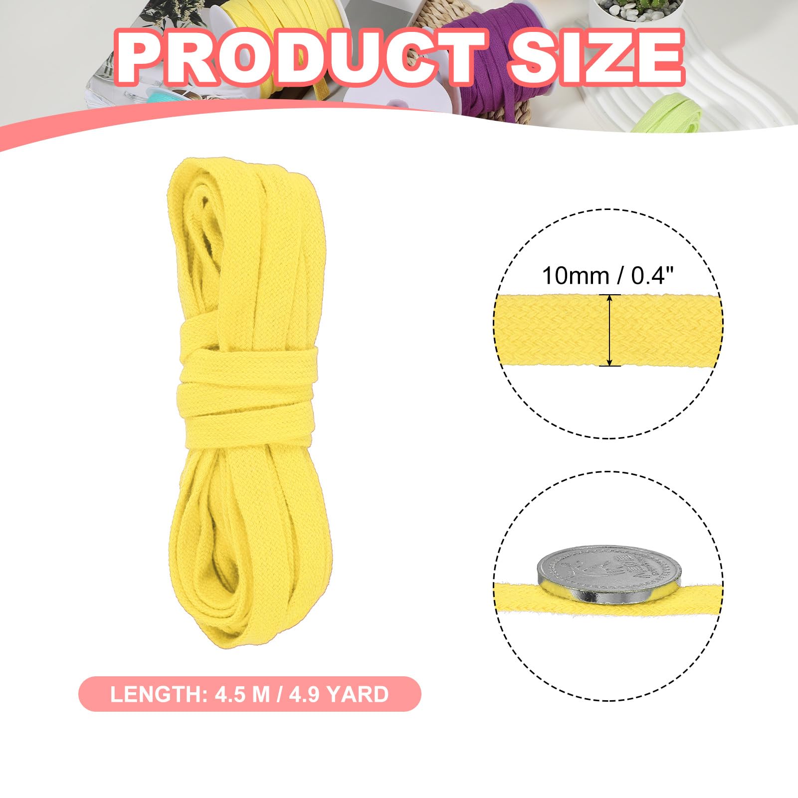 PATIKIL Flat Drawstring Cord 10mm x 5 Yd - Image 2