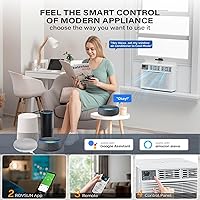 Vista 3 de ROVSUN Aire acondicionado inteligente de 14,000 BTU para ventanas con WiFi, ahorro de energía, con control remoto y aplicación, función