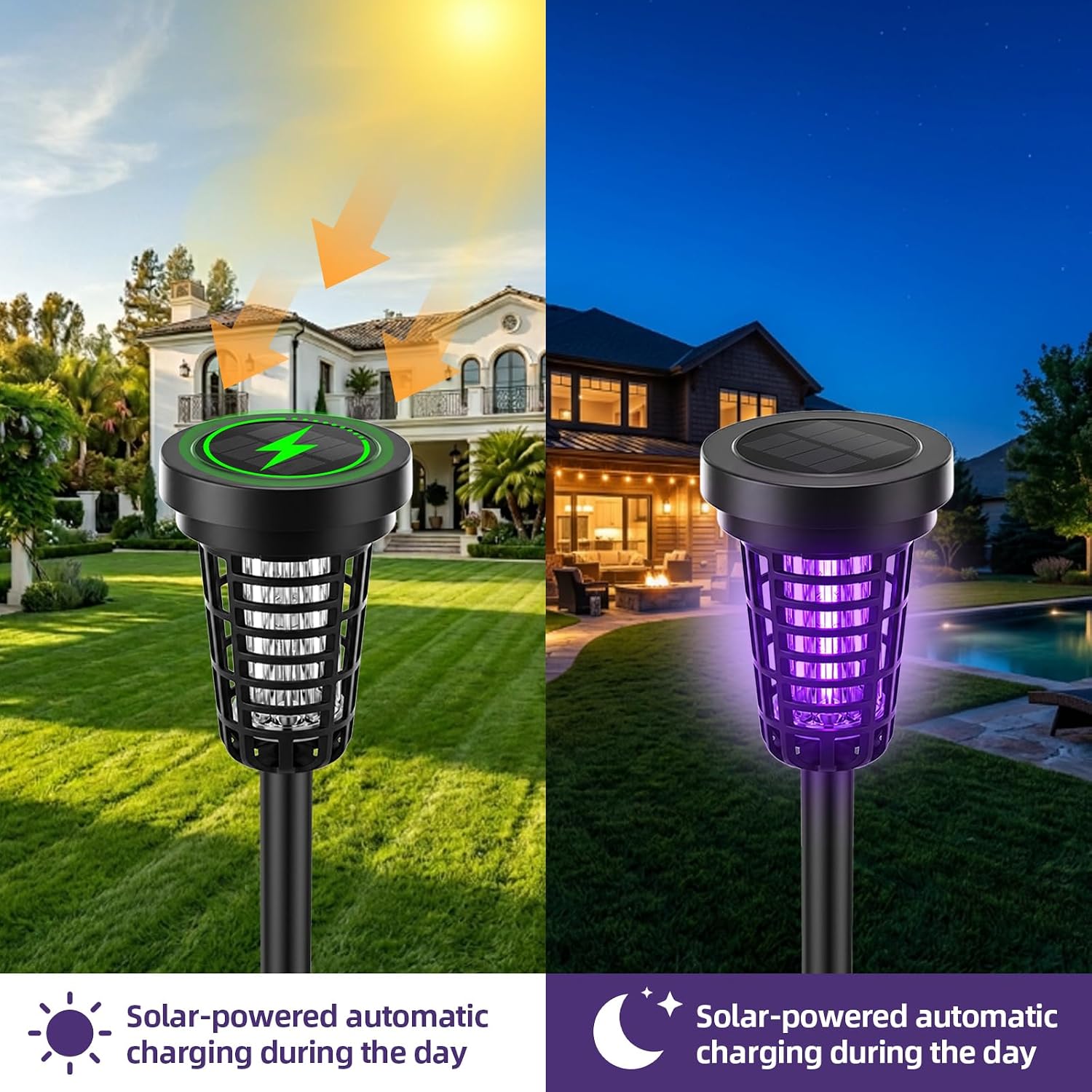 2026 solar bug zapper outdoor waterproof mosquito repellent outdoor patio mosquito trap & killer for backyard, farm, garden, solar powered fly zapper for small flying insect, gnats, flies, moths(4)