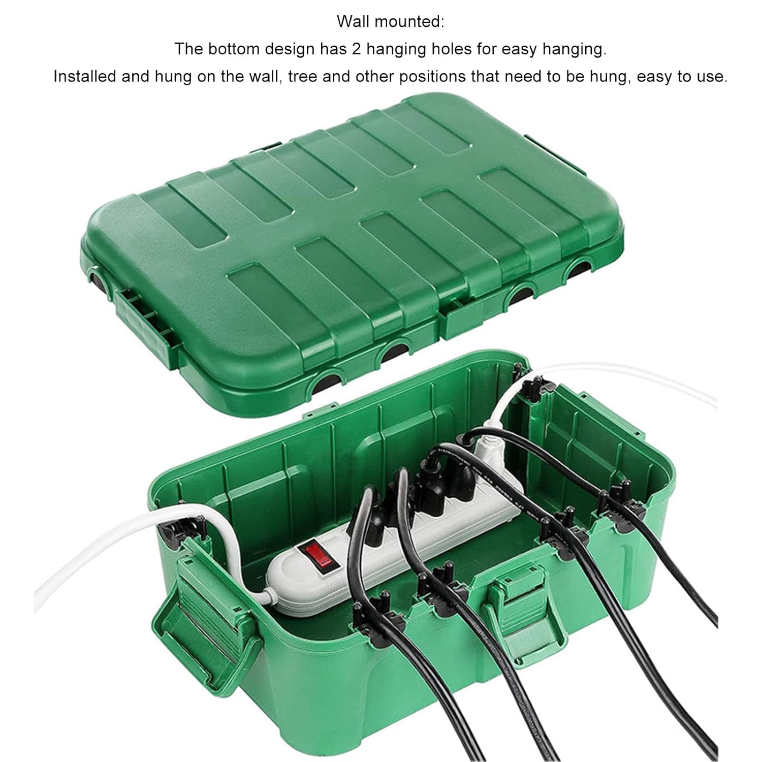 Diydeg Cable Box, IP54 Weatherproof Connection Box for Outdoor Power Boards, Timer Plugs, Extension Cords, Wall Mountable Extension Cord Cover with 6 Cable Entry