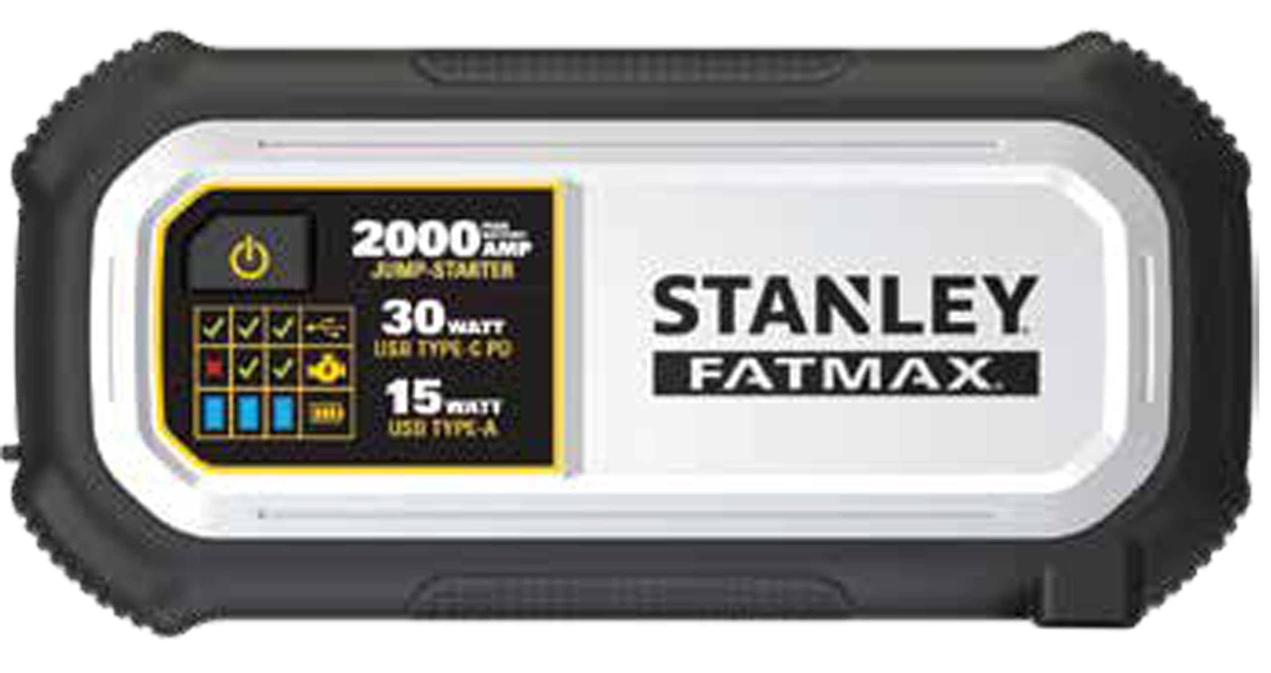 STANLEY FatMax LJ20F 2000 Peak Amp Lithium Jump Starter 30 Watt USB Type-C PD 15 Watt USB Type-A