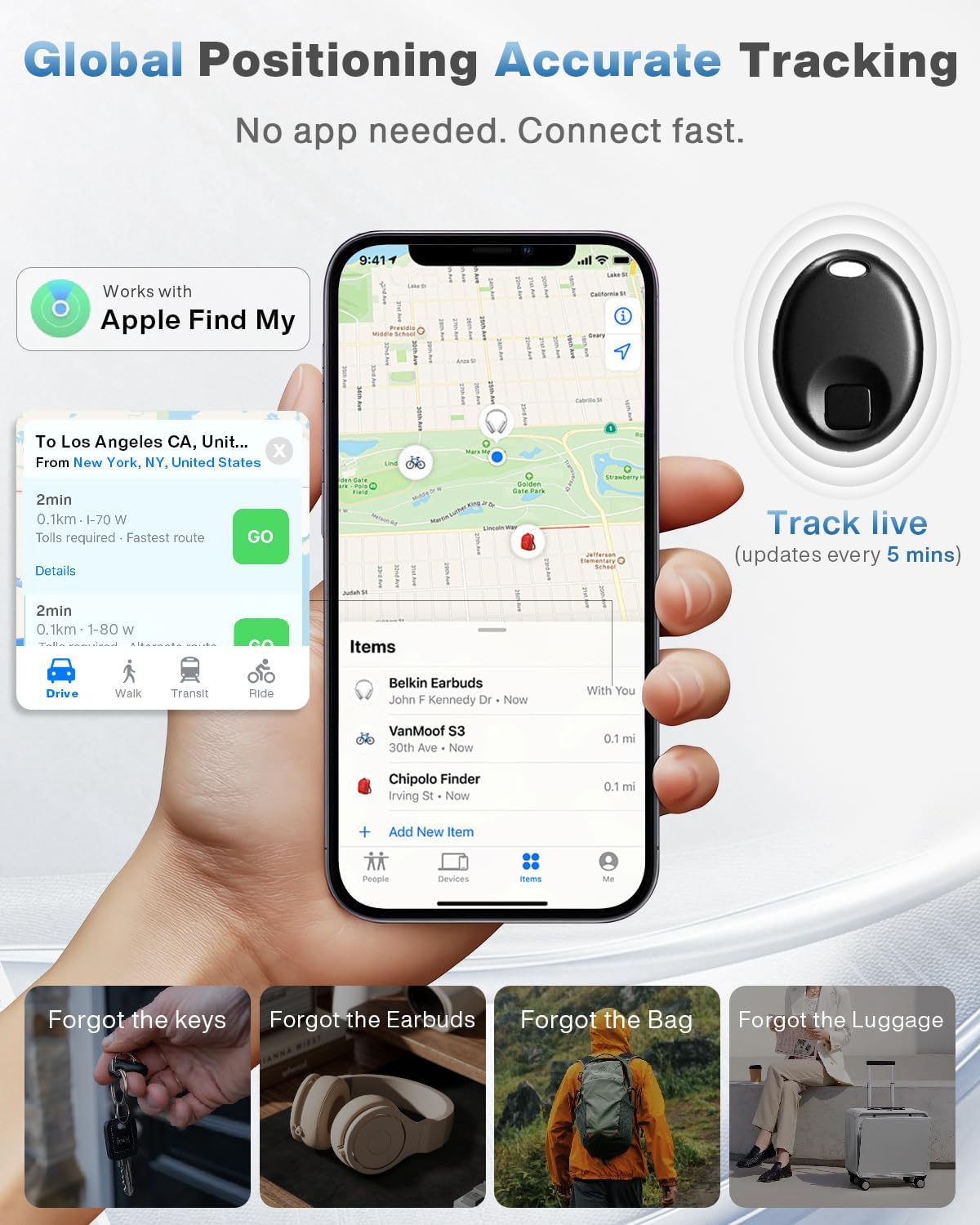 Air Tracker Tag 4 Pack: Easily Track and find Your Keys, Wallet, Suitcase, Backpack, and Other Items with Precise Location Tracking and beeping Sound alerts. AirTag with Apple Find My (iOS Only) App